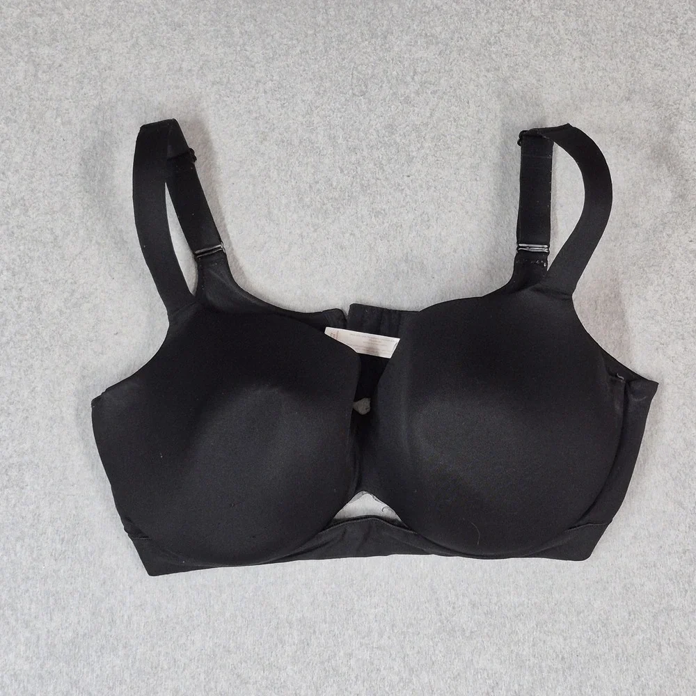 Cacique Women Bra 40F Black Lightly Lined Balconette T Shirt Underwired